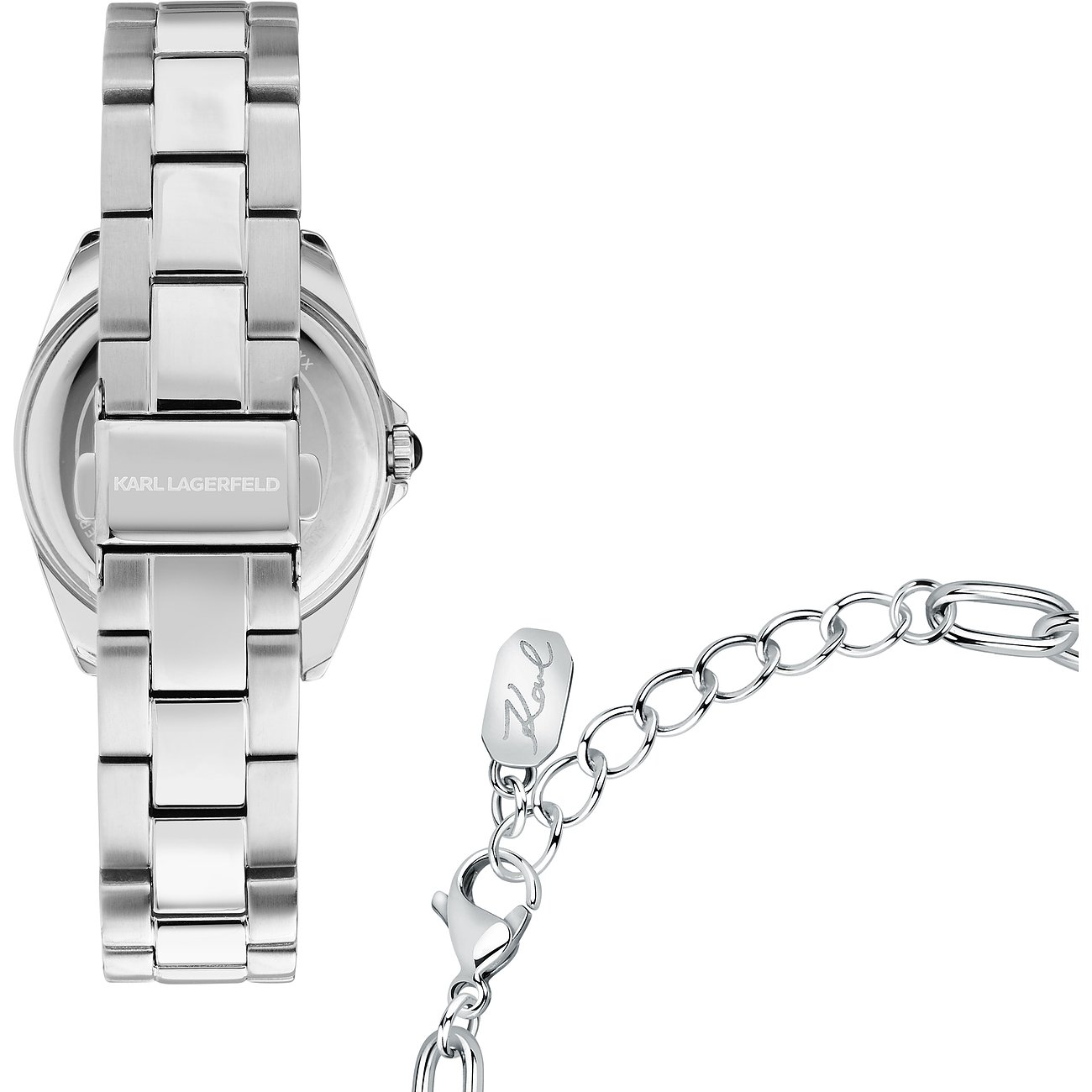 Karl Lagerfeld Set aus Edelstahl mit Karabinerverschluss.