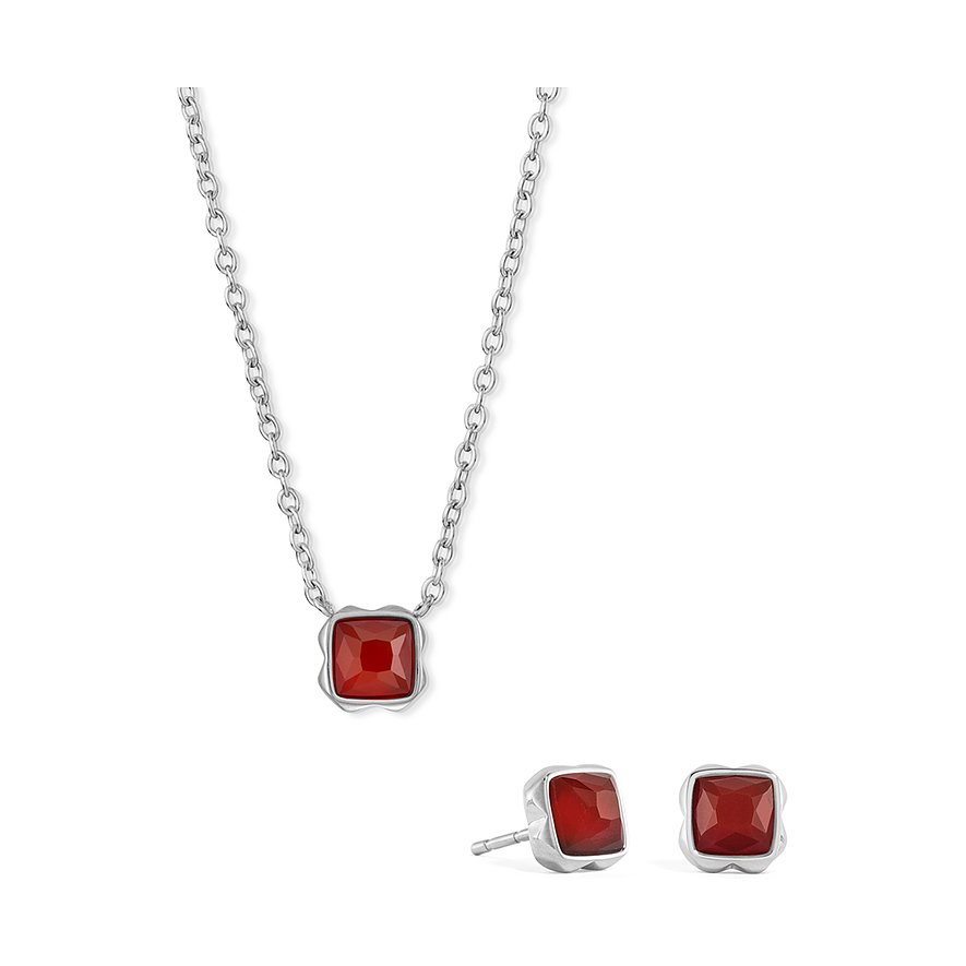 Coeur de Lion Schmuck-Set, Damen, Edelstahl, rot