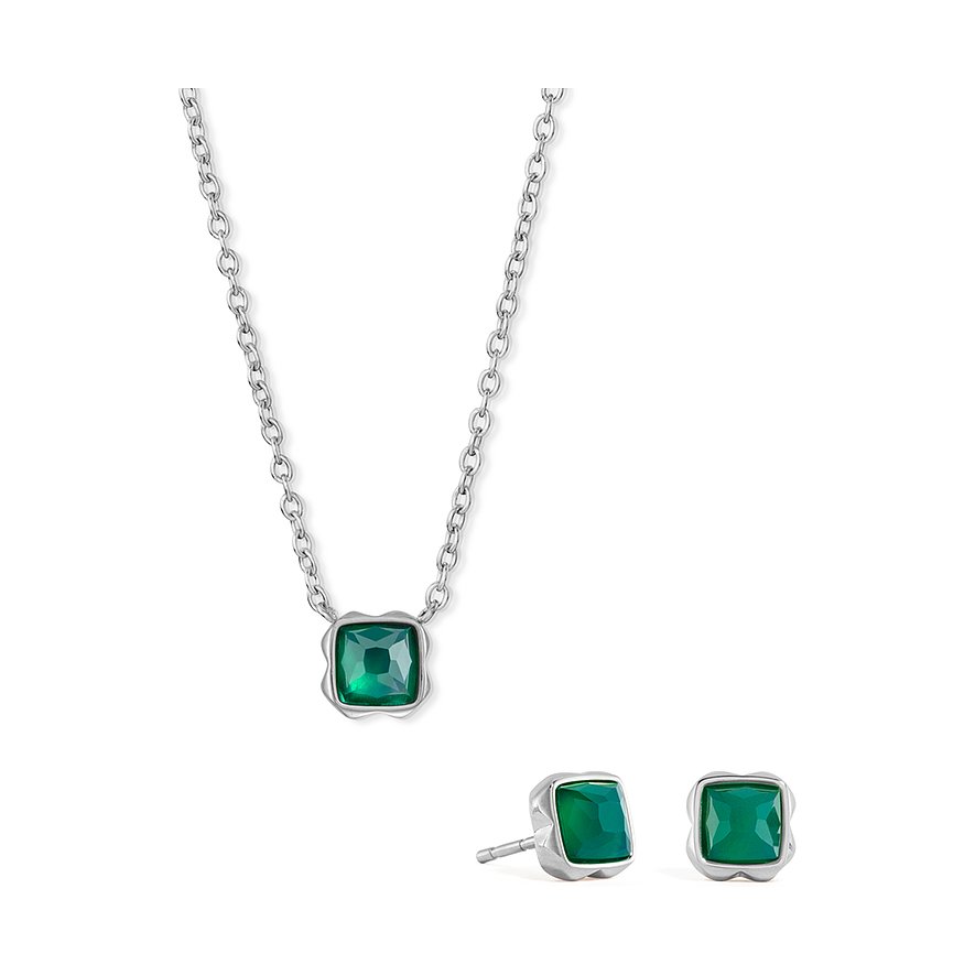 Coeur de Lion Schmuck-Set, Damen, Edelstahl, grün
