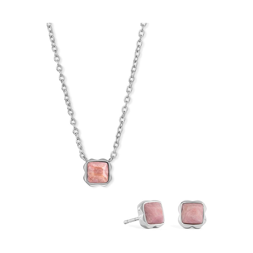Coeur de Lion Schmuck-Set, Rhodochrosit, Damen, Edelstahl, rosa