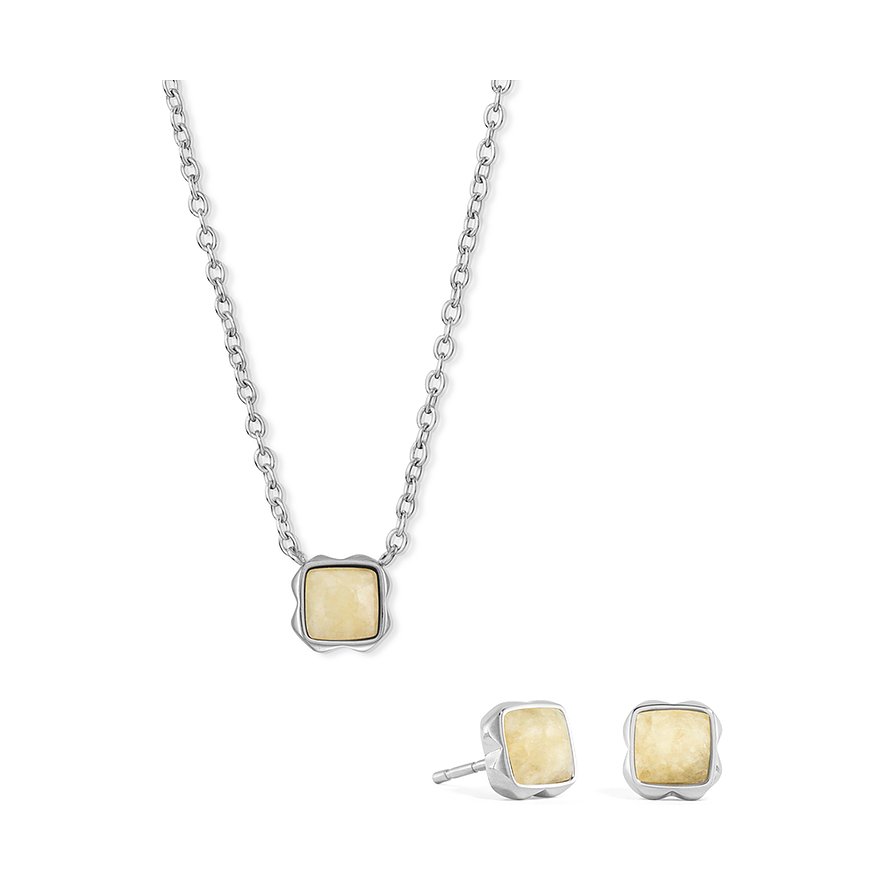 Coeur de Lion Schmuck-Set, Citrin, Damen, Edelstahl, gelb