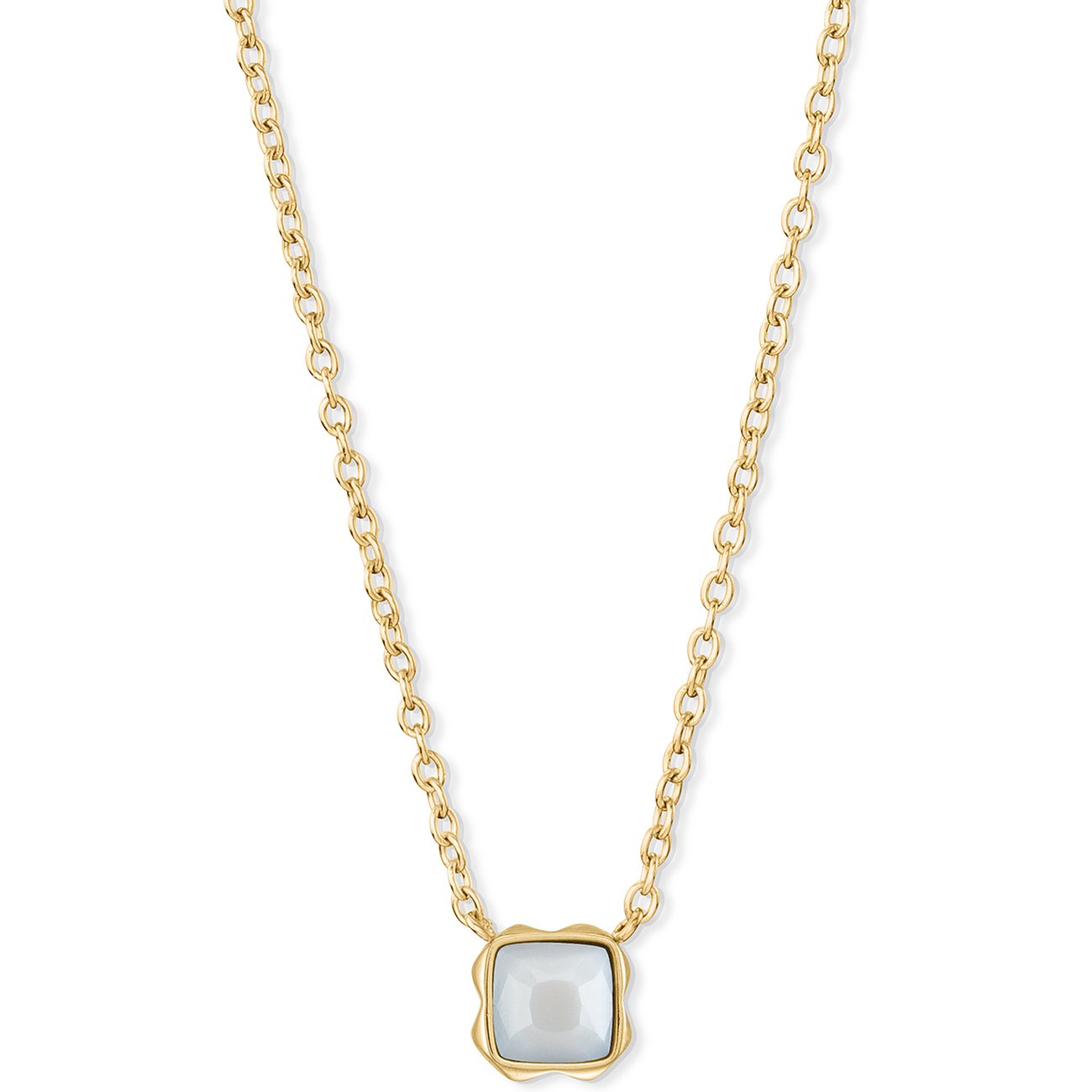 Coeur de Lion Collier aus Edelstahl mit einem hellblauen Quarz.