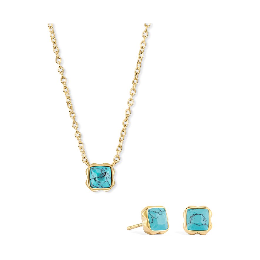 Coeur de Lion Schmuck-Set, Türkis, Damen, Edelstahl, türkis