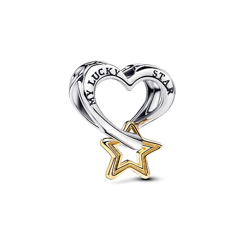Pandora Anhänger aus 925er Silber und 585er Gold mit Stern.