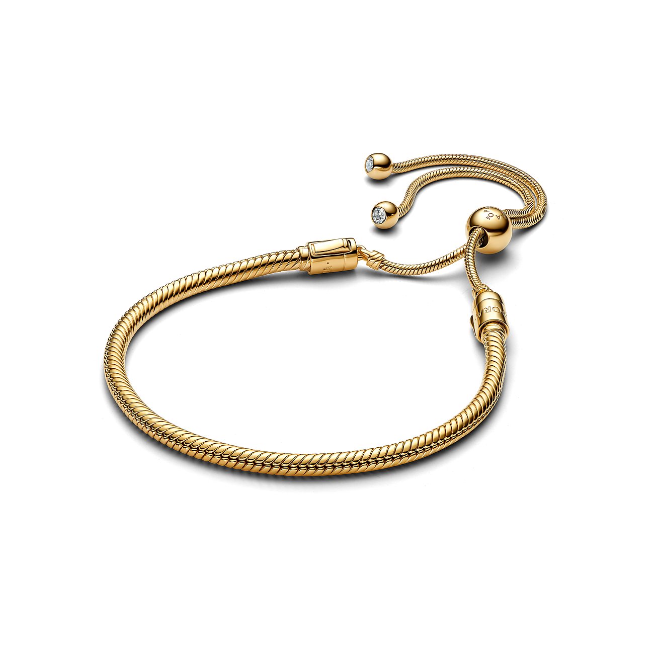 Pandora Armband aus Metall mit Zirkonia und Silikon.