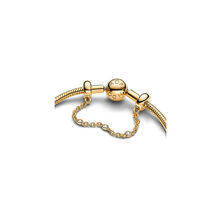 Pandora Armband aus Metall mit Zirkonia und Sicherheitskette.