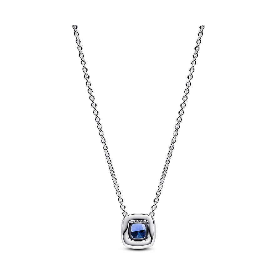 Pandora Silber 925 Halskette mit blauem Stein und Gliederkette.
