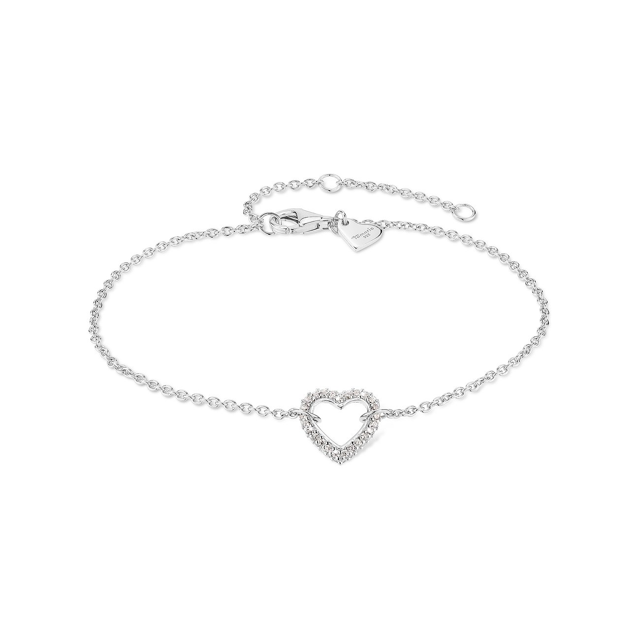 Tamaris Armband aus 925er Silber mit Zirkonia besetztem Herz.