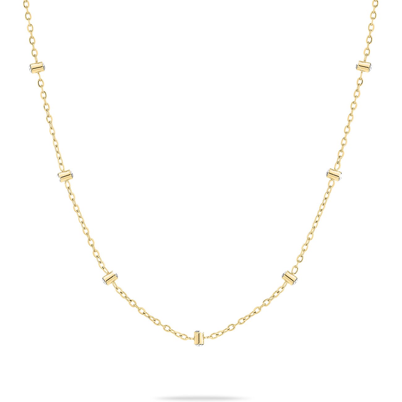 Tamaris Halsschmuck aus Edelstahl mit Glassteinen, goldfarben.