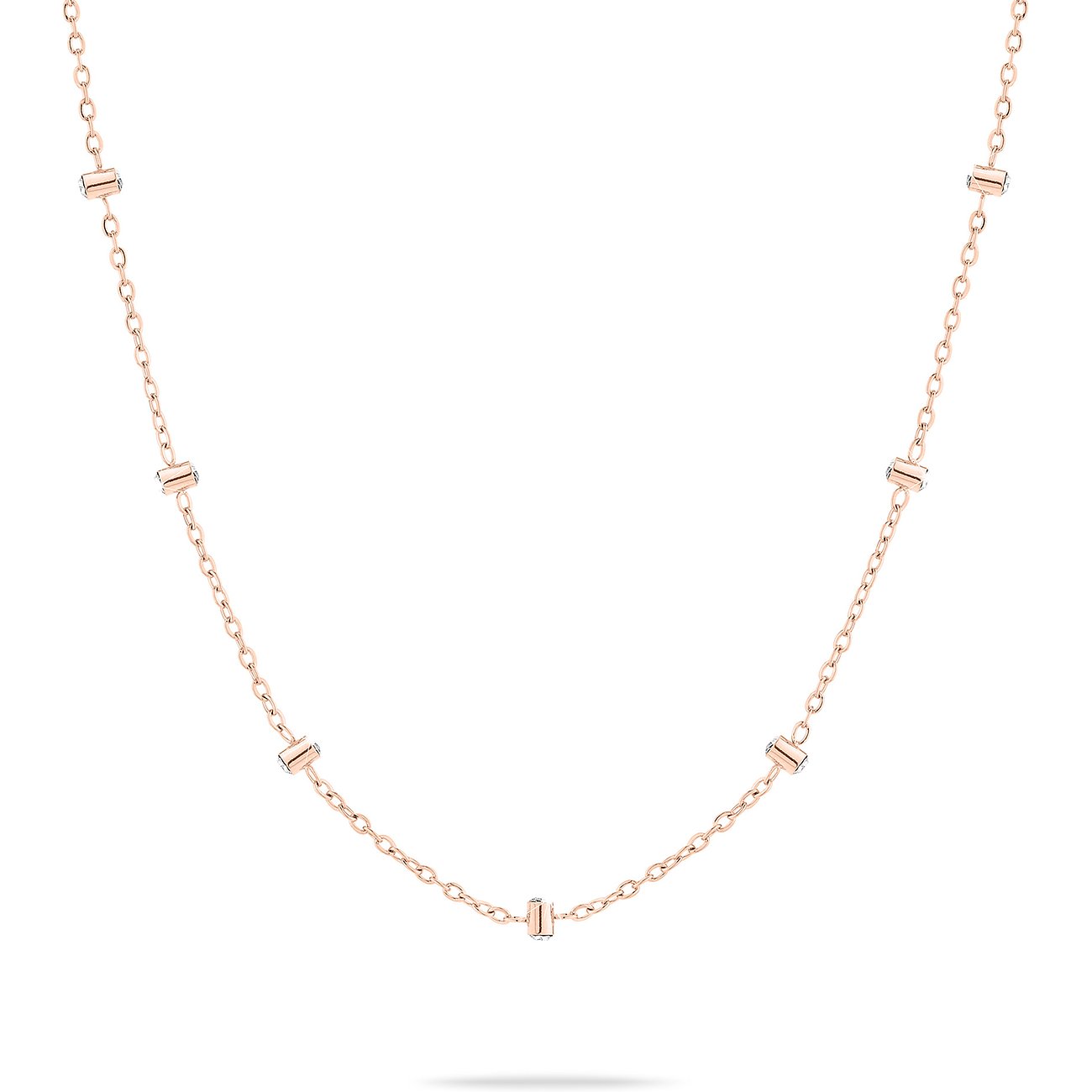 Tamaris Halsschmuck aus Edelstahl mit Glassteinen, roséfarben.