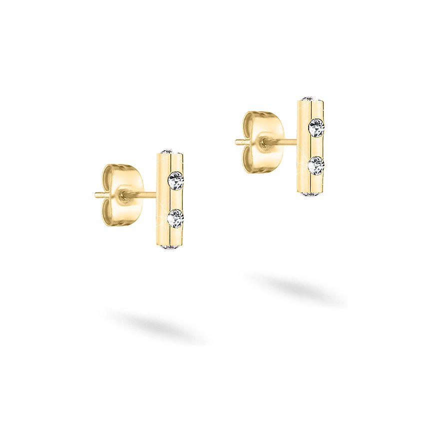 Tamaris Ohrstecker, Glasstein, synthetisch, Damen, Edelstahl, gold