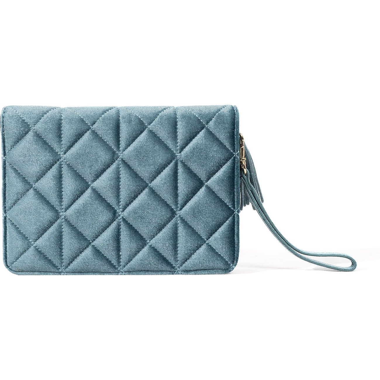 Friedrich23 Pochette aus Samt mit Rautensteppung und Anhänger.