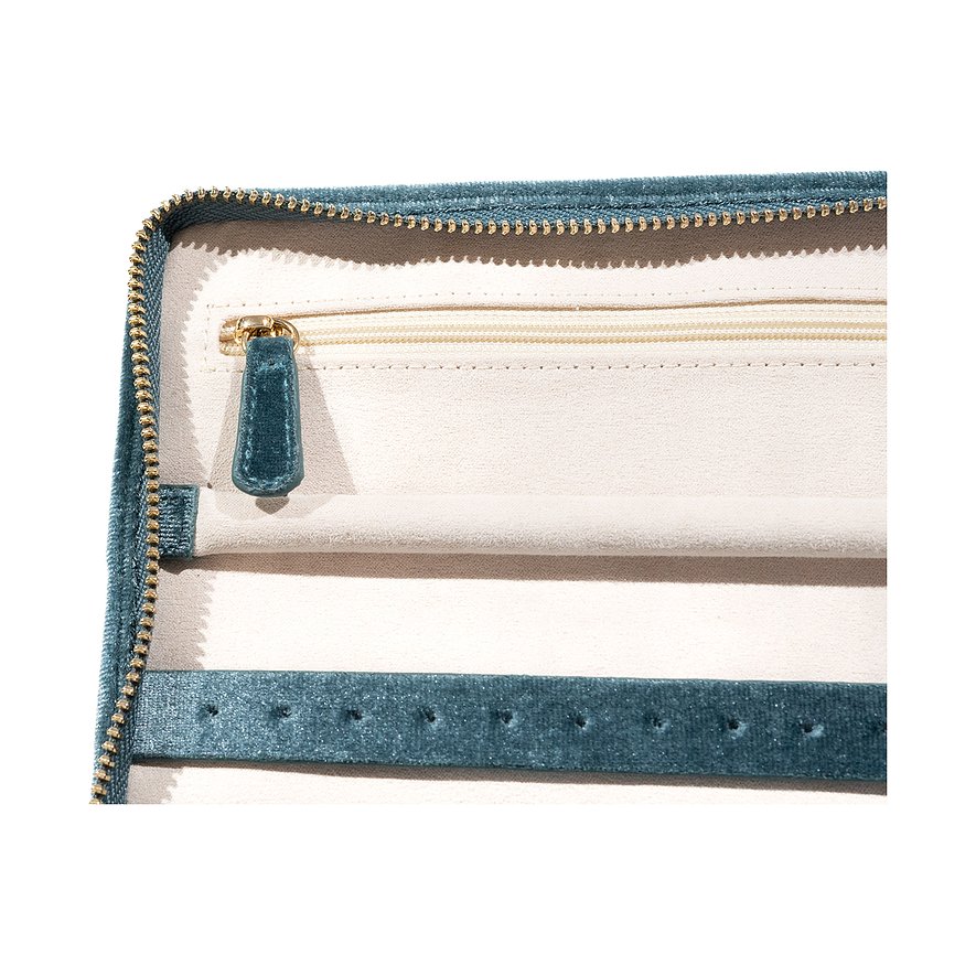 Friedrich23 Schmuckkästchen aus blauem Samt mit Reißverschluss.