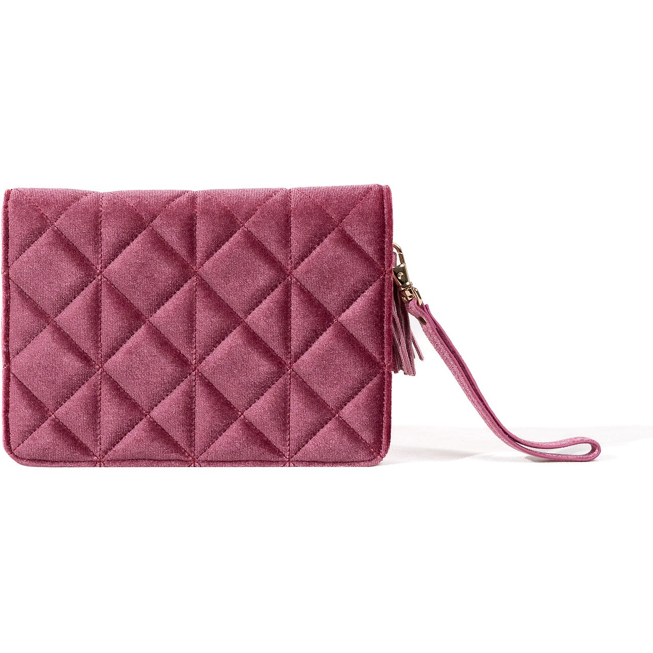 Friedrich23 Pochette aus Samt mit Rautensteppung und Quaste.