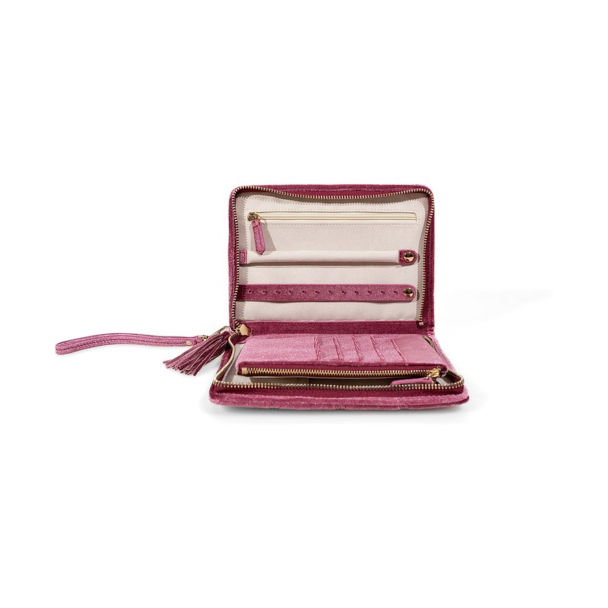 Friedrich23 Schmuckkästchen aus Samt in Rosa mit Reißverschluss.