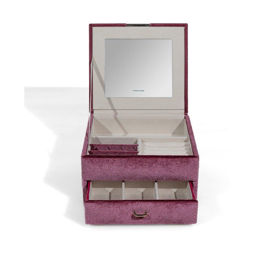 Friedrich23 Schmuckkästchen aus Samt, mit Spiegel und Schubladen.