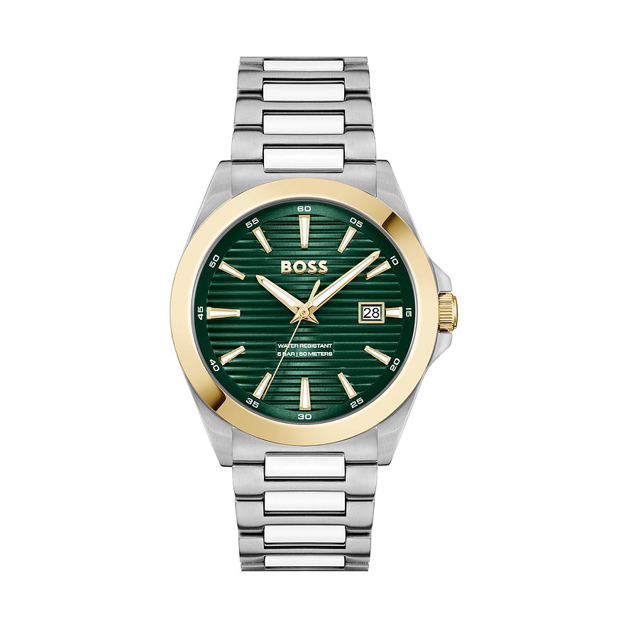Boss Herrenuhr Strike 1514173, Herren, Edelstahl, Armband: Edelstahl, Quarz, analog