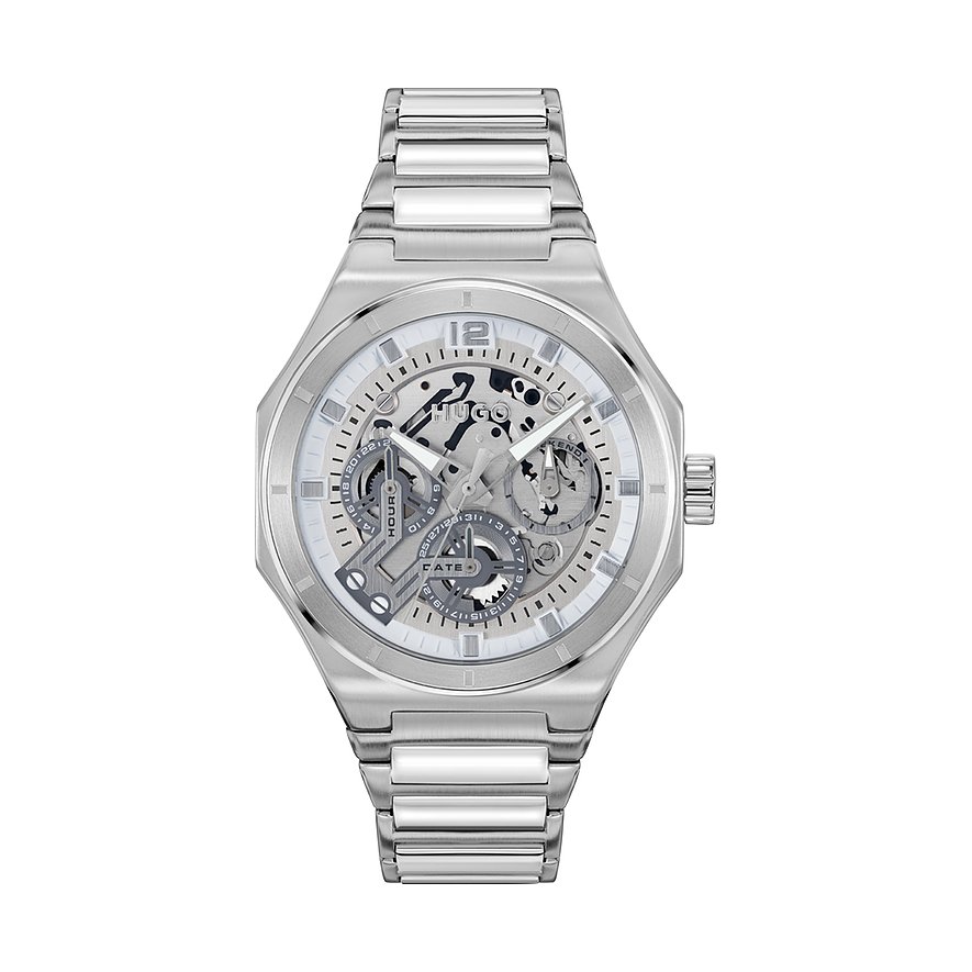Hugo Herrenuhr #Grail Skeleton 1530377, Herren, Edelstahl, Armband: Edelstahl, Quarz, analog