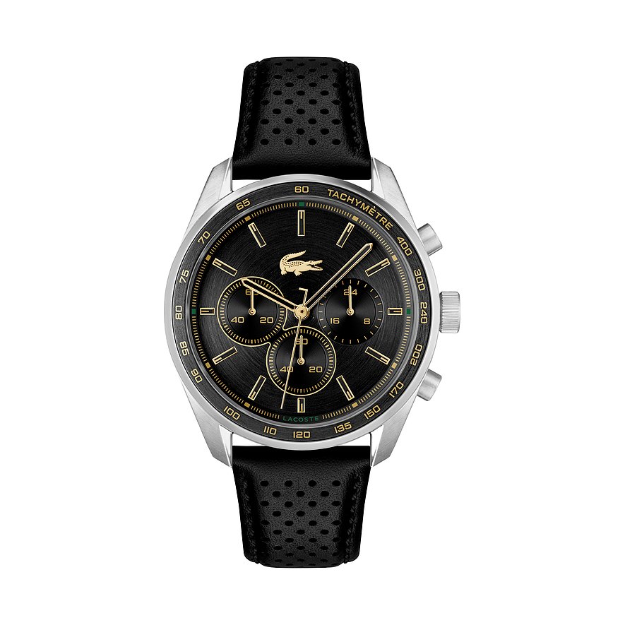 Lacoste Chronograph Boston 2011379, Herren, Edelstahl, Armband: Leder, Quarz, analog