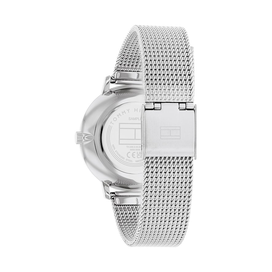 Tommy Hilfiger Damenuhr aus Edelstahl mit Mesh-Armband.