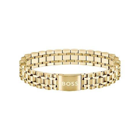 Boss Armband aus Edelstahl, goldfarben, mit Schmuckverschluss.