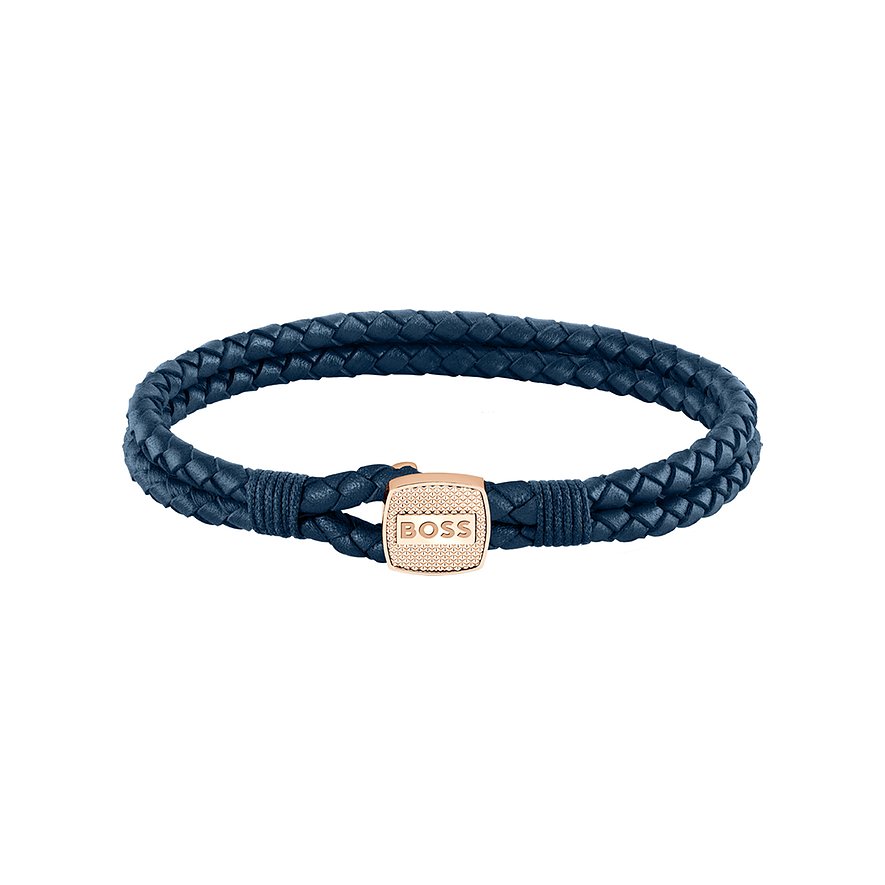 Boss Armband SEAL, Herren, Edelstahl, Leder, blau