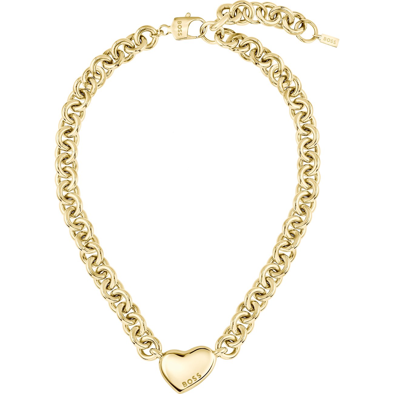Boss roestvrijstalen ketting met hartvormige hanger.