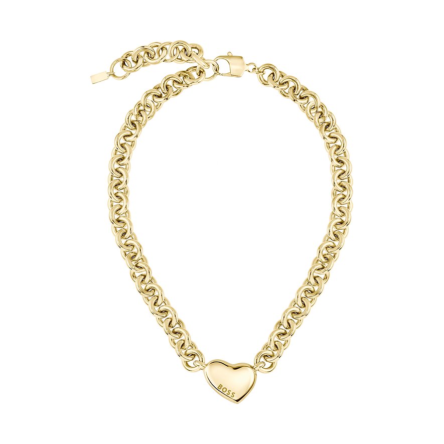Boss roestvrijstalen ketting met hartvormige hanger en schakelketting.