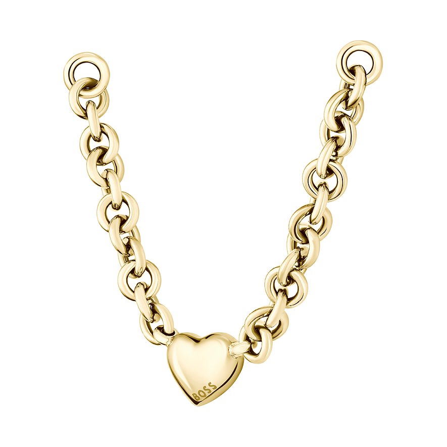 Boss roestvrijstalen ketting met hartvormige hanger, goudkleurig.