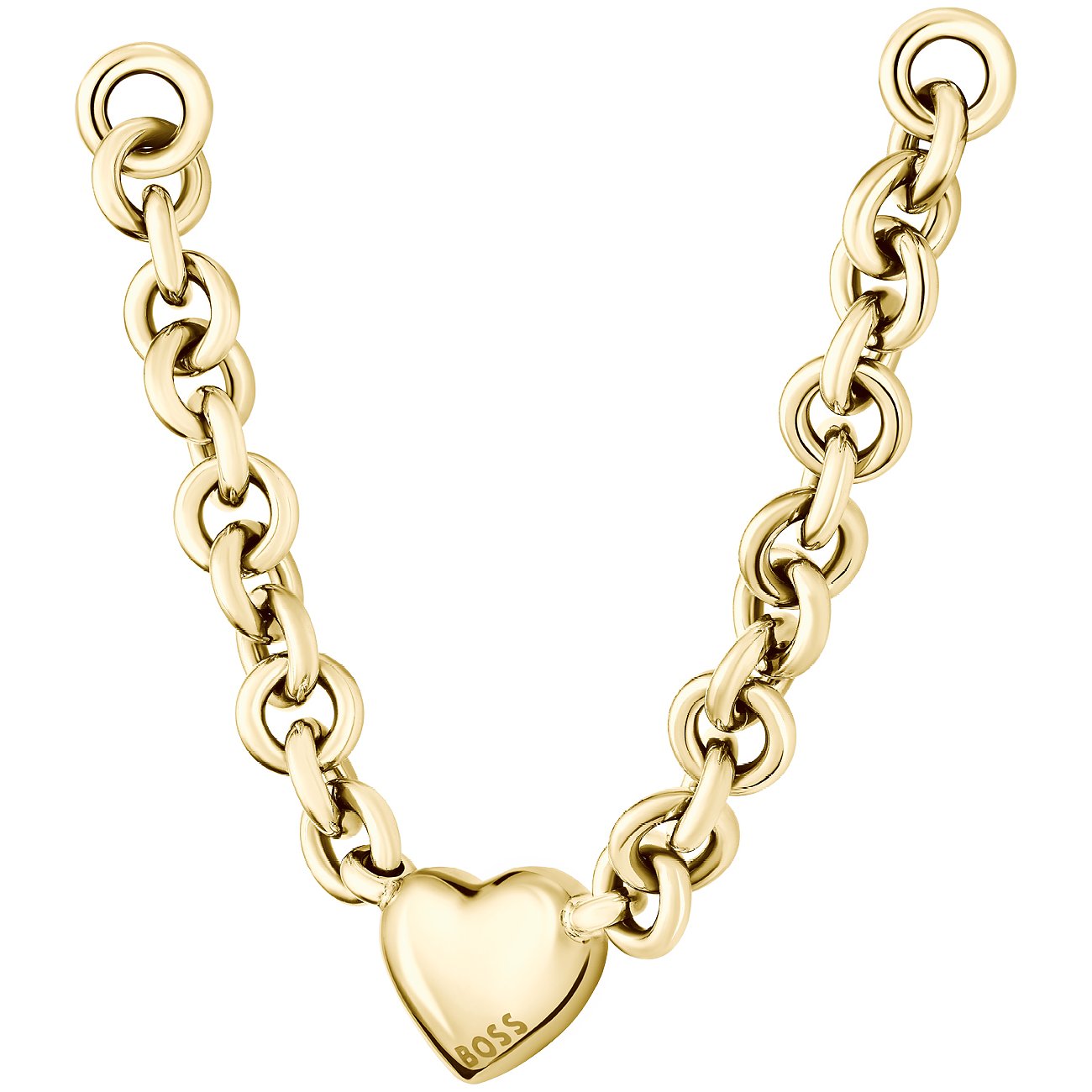 Boss roestvrijstalen ketting met hartvormige hanger, goudkleurig.