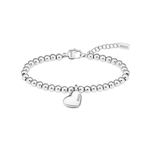 Boss armband van roestvrij staal met hartvormige hanger.