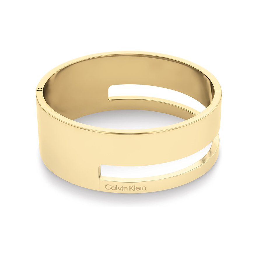 Calvin Klein armband van roestvrij staal, goudkleurig, met G-vormige uitsnede.