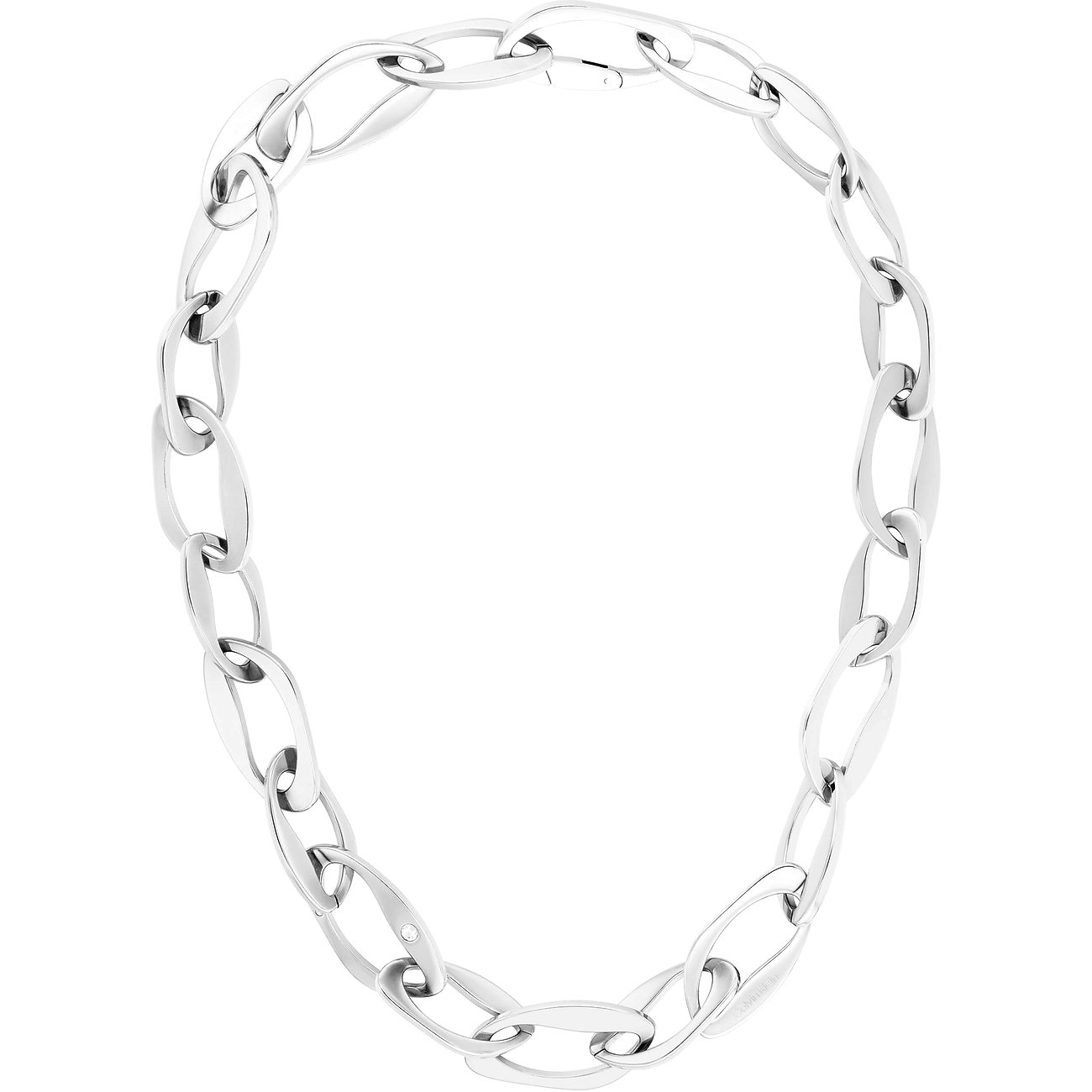 Calvin Klein roestvrijstalen ketting met kristallen en ovale schakels.