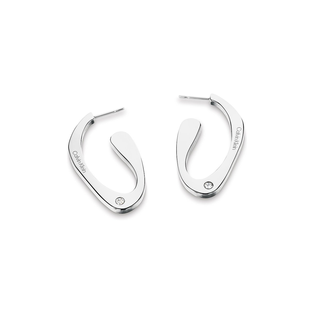 Calvin Klein oorhangers van roestvrij staal met kristalstenen.