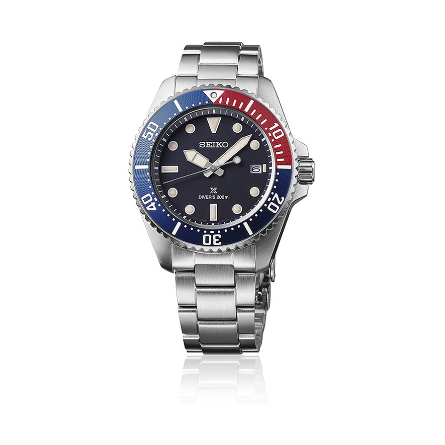 Seiko Herrenuhr SEA SNE595P1, Herren, Edelstahl, Armband: Edelstahl, Solar, analog