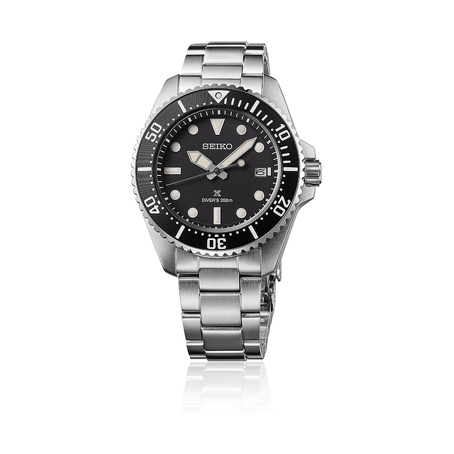 Seiko Herrenuhr SEA SNE597P1, Herren, Edelstahl, Armband: Edelstahl, Solar, analog