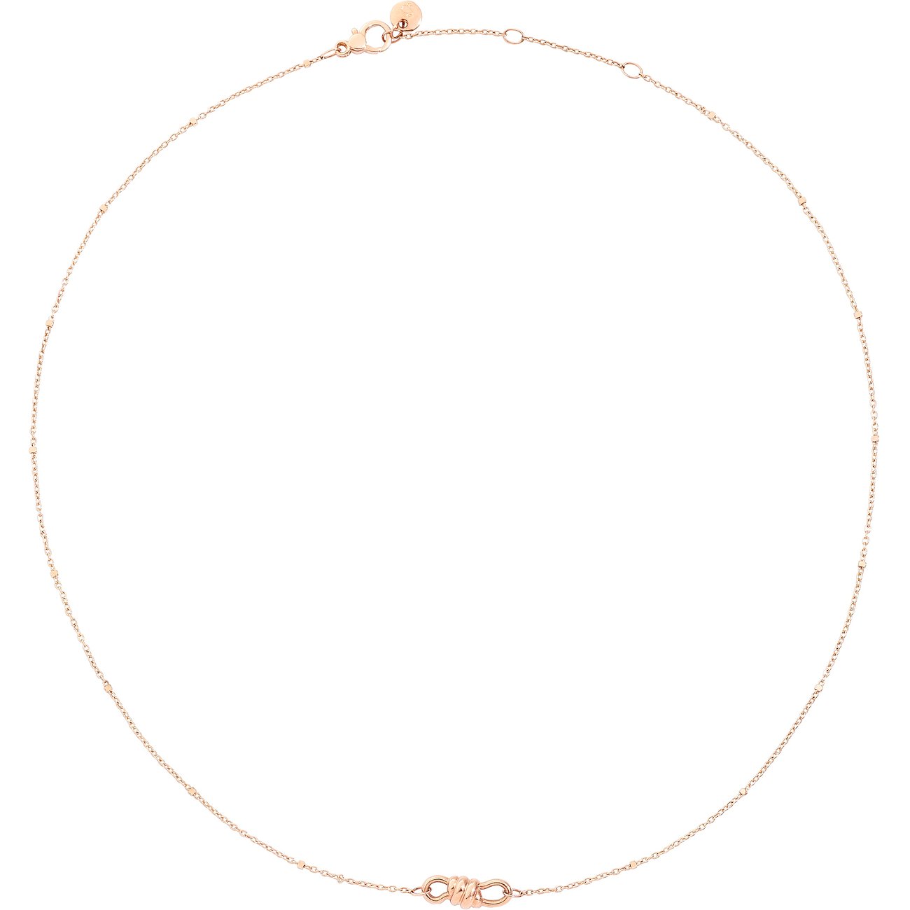 DoDo 375 roségouden ketting met gedraaide hanger.