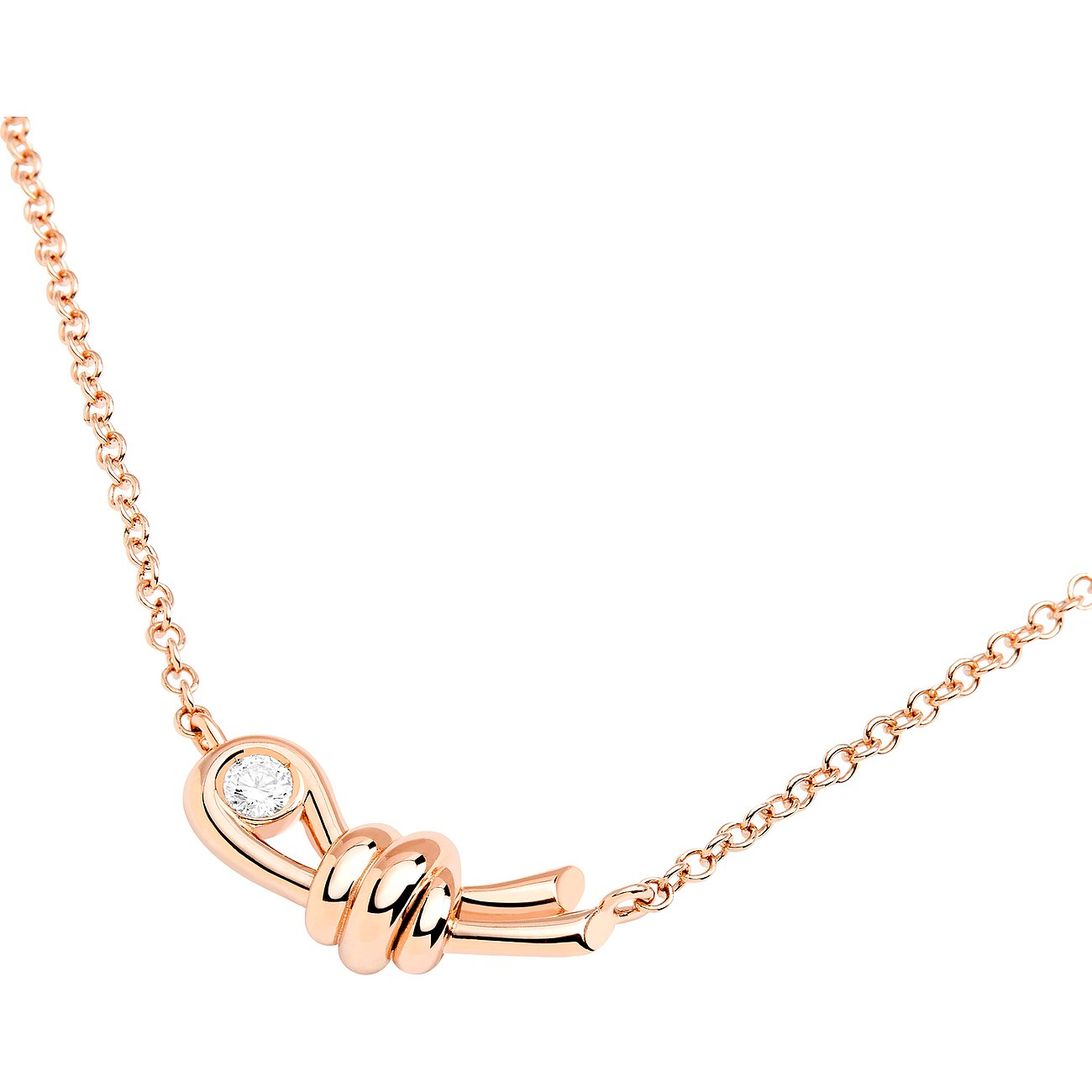 DoDo 375 Rosegouden ketting met diamant in knoopdesign.