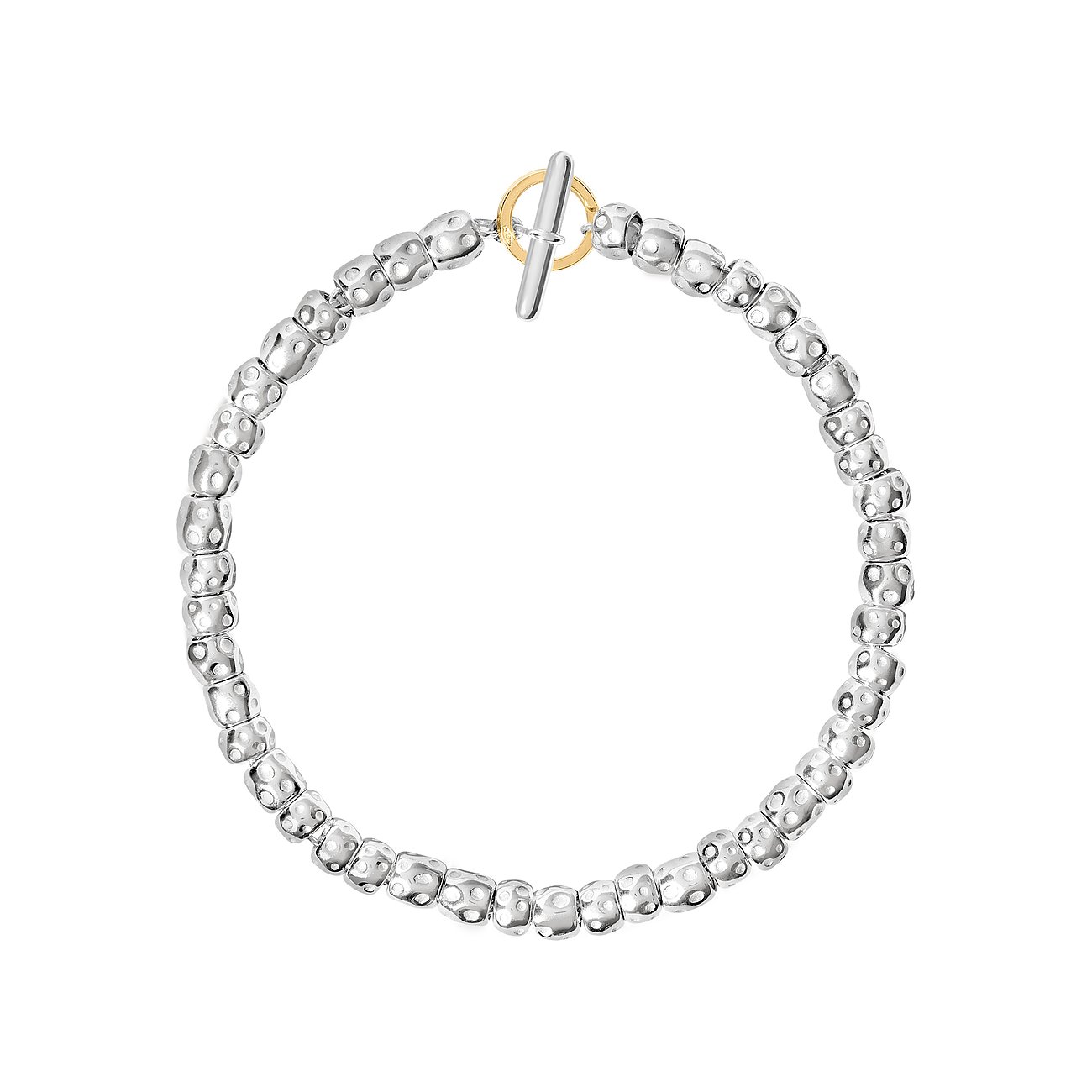 DoDo Armband aus 925er Silber mit Gelbgold-Verschluss, geprägte Kugeln.