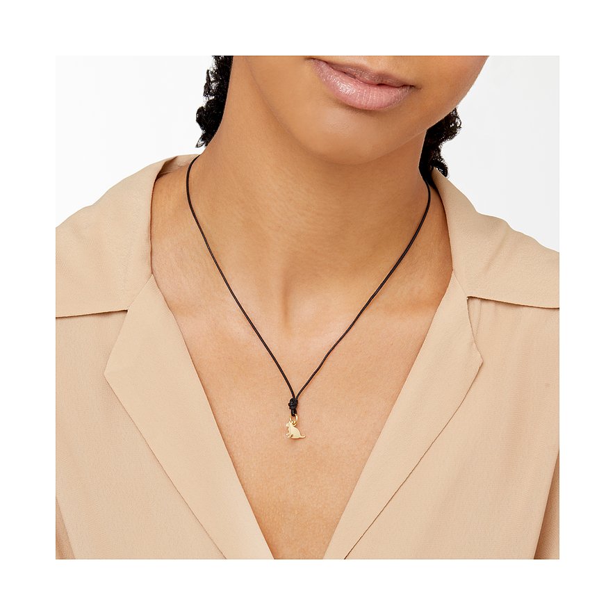 DoDo hanger van 750 geelgoud met zwart koord.