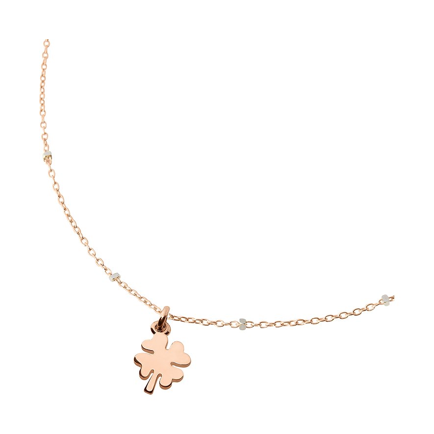 DoDo ketting van 375 roségoud met klaverbedel.