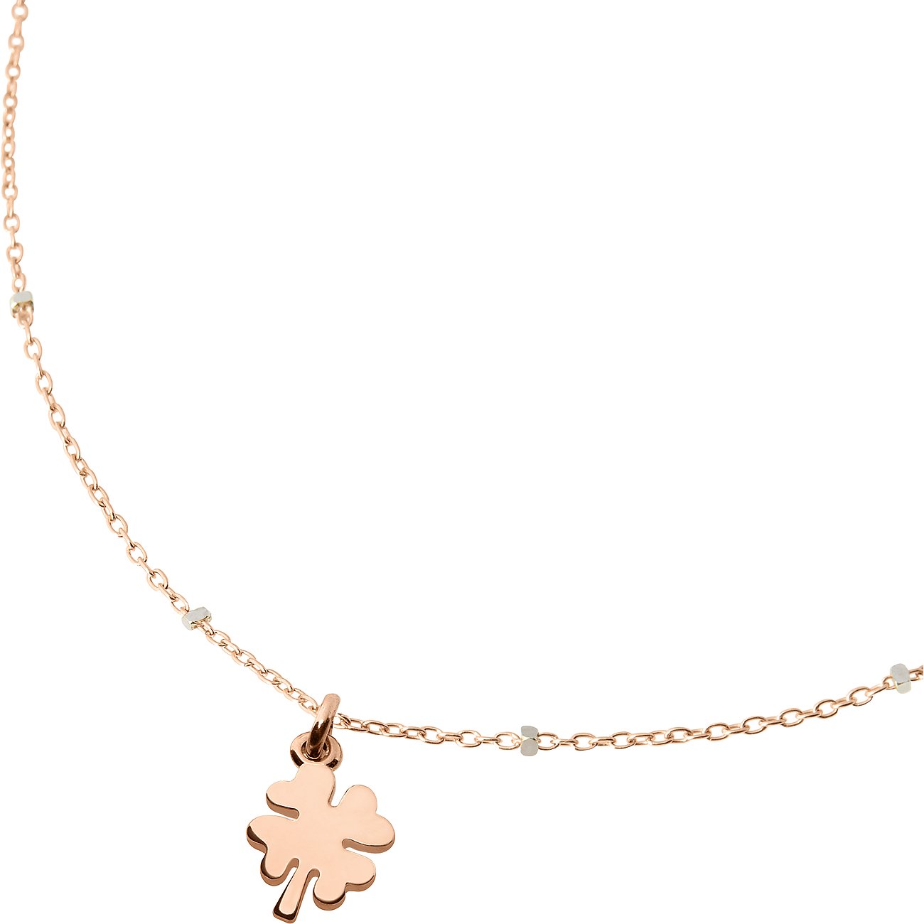 DoDo ketting van 375 roségoud met klaverbedel.