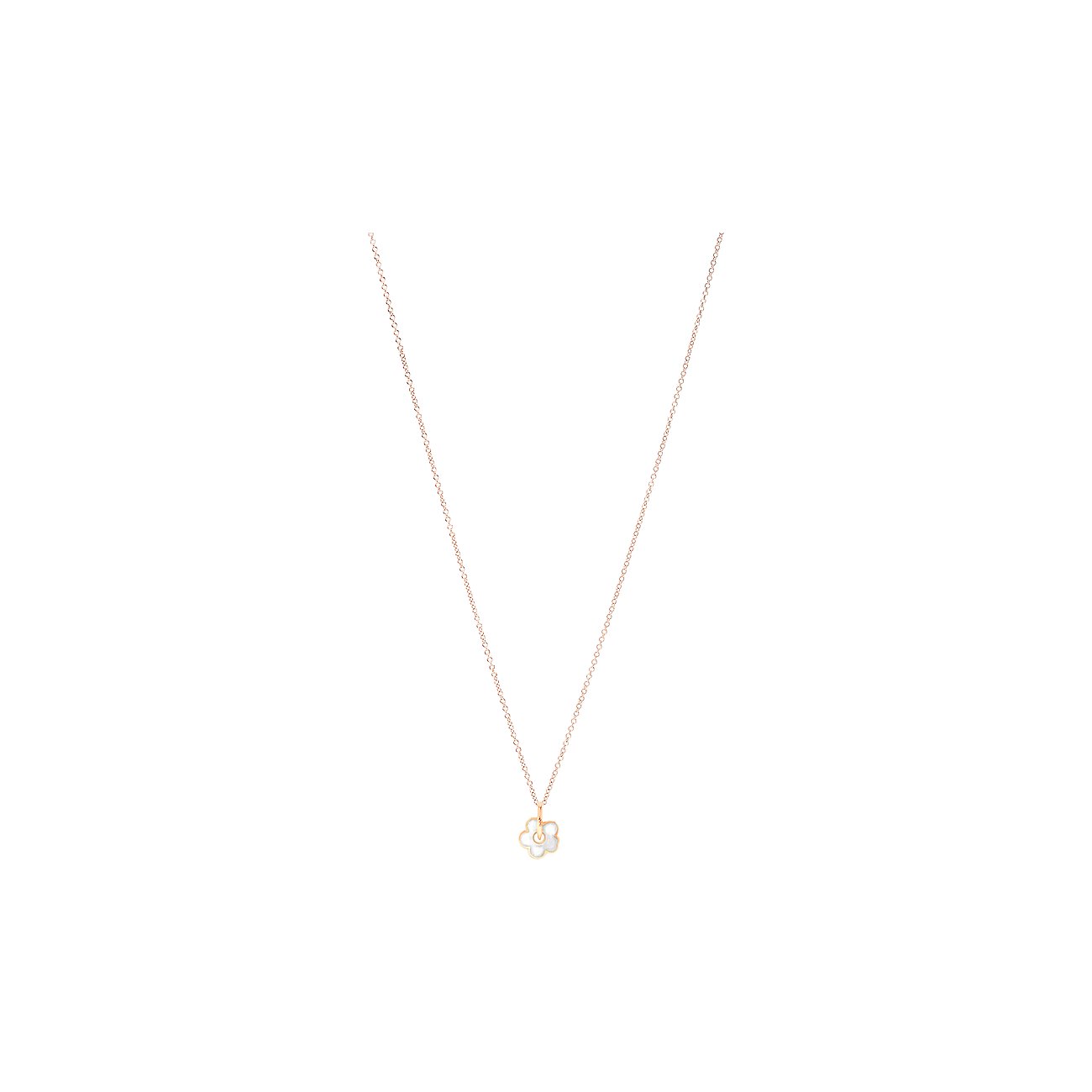 DoDo hanger van 9 karaat roségoud met bloemvormige emaille.