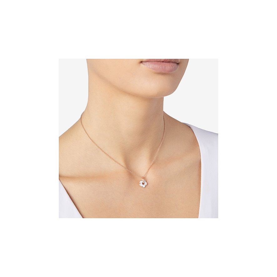 DoDo hanger van 375 roségoud met witte emaille.