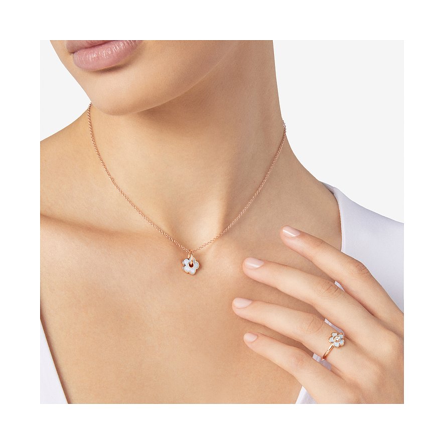 DoDo hanger van 375 roségoud met emaille, als bloem.