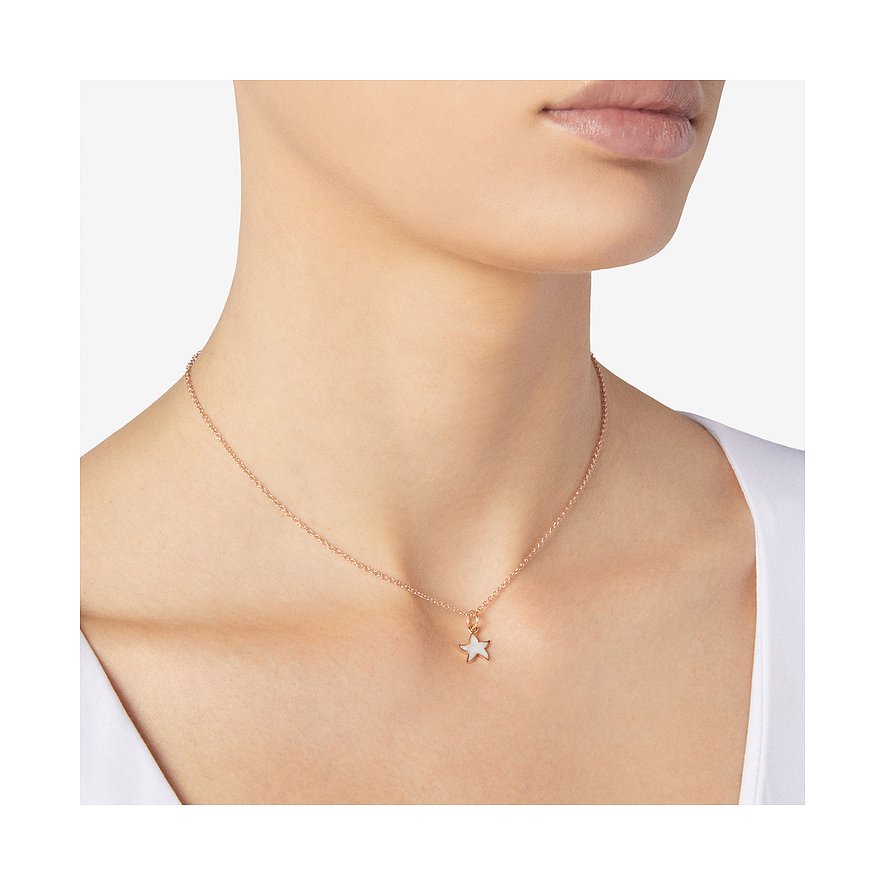 DoDo hanger van 375 roségoud met witte emaille.