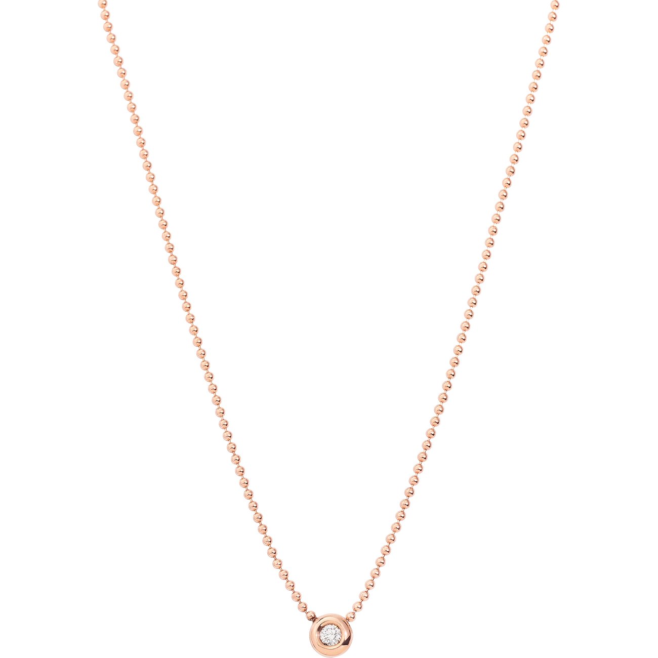 DoDo ketting in 9 karaat roségoud met een diamant.