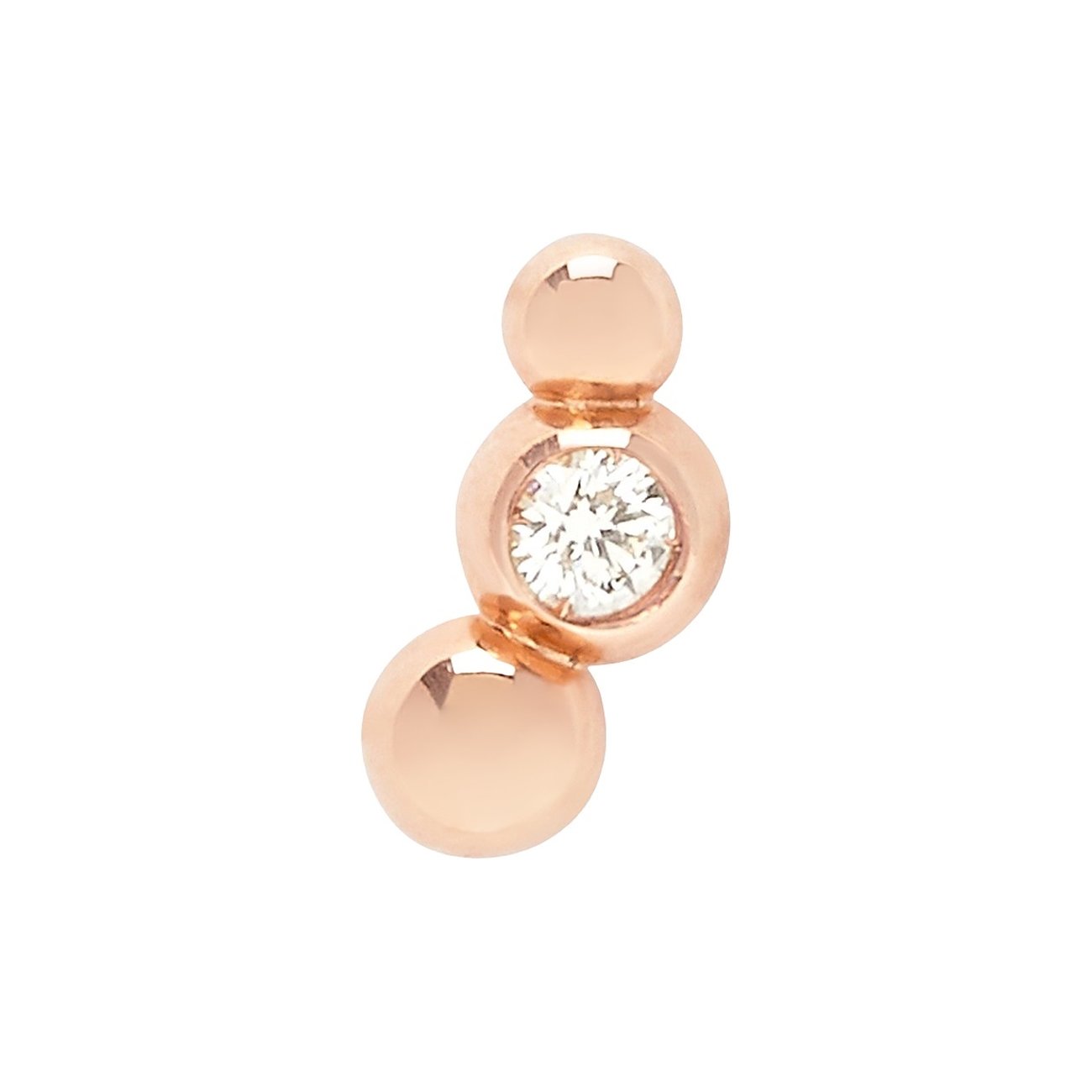 DoDo oorbel van 375 roségoud met diamant en balletjes.
