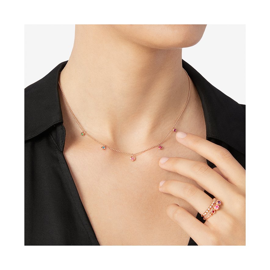 DoDo ketting van 9 karaat roségoud met kleurrijke edelstenen.