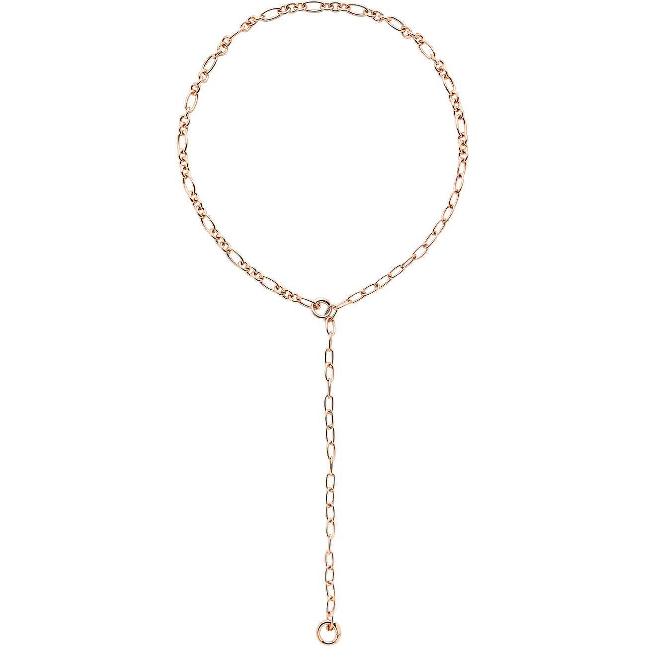 DoDo halsketting van 925 zilver, rosékleurig, met ovale en figaro schakels.
